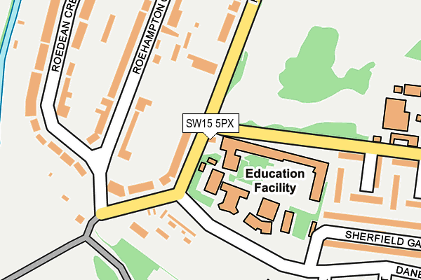 SW15 5PX map - OS OpenMap – Local (Ordnance Survey)