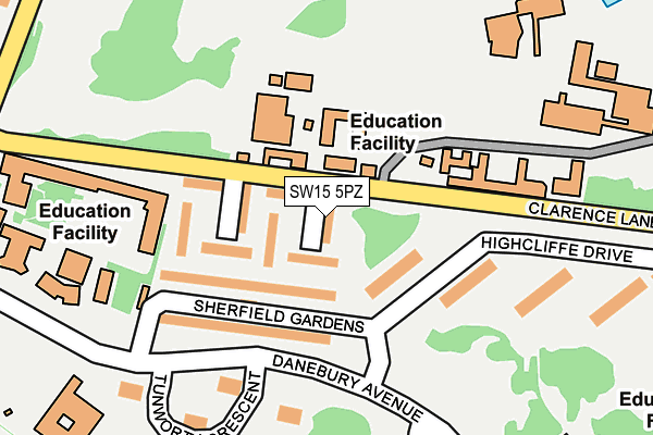 SW15 5PZ map - OS OpenMap – Local (Ordnance Survey)