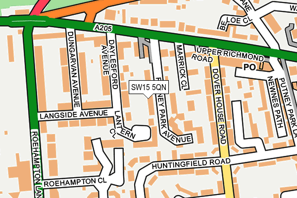 SW15 5QN map - OS OpenMap – Local (Ordnance Survey)