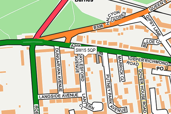 SW15 5QP map - OS OpenMap – Local (Ordnance Survey)