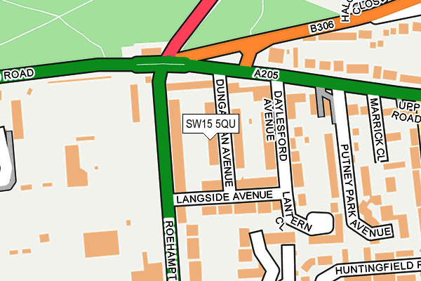 SW15 5QU map - OS OpenMap – Local (Ordnance Survey)