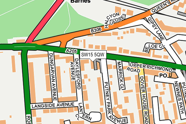 SW15 5QW map - OS OpenMap – Local (Ordnance Survey)