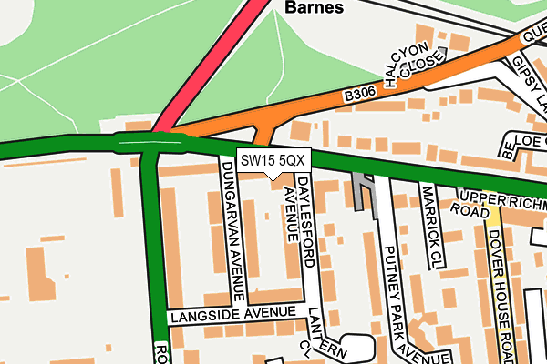 SW15 5QX map - OS OpenMap – Local (Ordnance Survey)