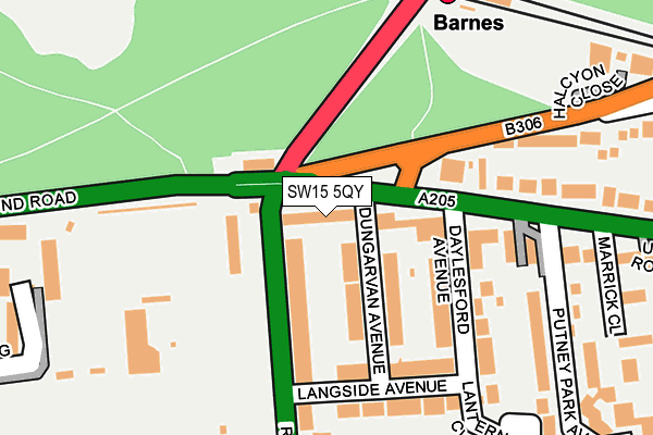 SW15 5QY map - OS OpenMap – Local (Ordnance Survey)