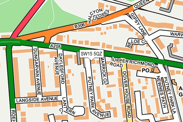 SW15 5QZ map - OS OpenMap – Local (Ordnance Survey)