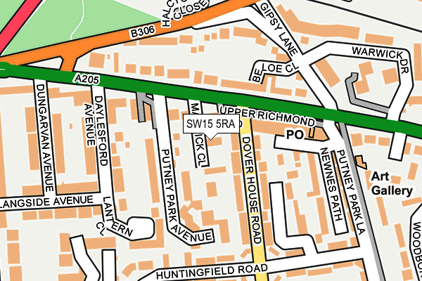 SW15 5RA map - OS OpenMap – Local (Ordnance Survey)