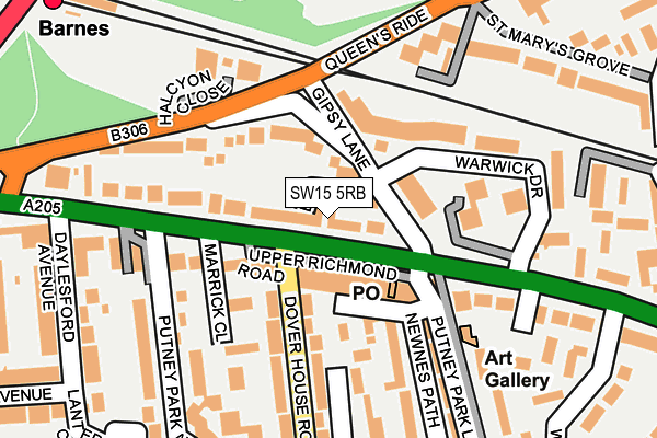 SW15 5RB map - OS OpenMap – Local (Ordnance Survey)