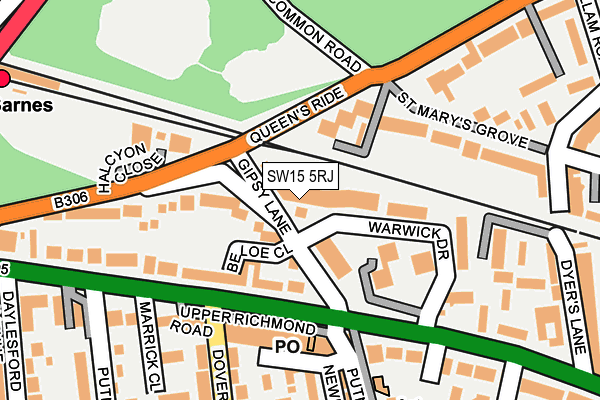 SW15 5RJ map - OS OpenMap – Local (Ordnance Survey)