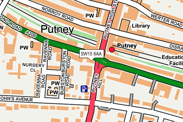 SW15 6AA map - OS OpenMap – Local (Ordnance Survey)