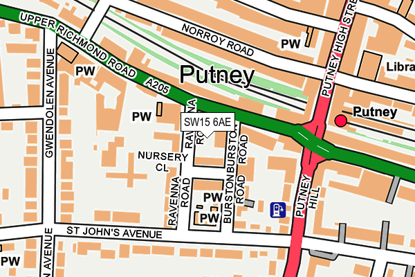 SW15 6AE map - OS OpenMap – Local (Ordnance Survey)