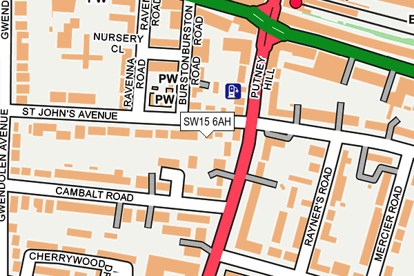 SW15 6AH map - OS OpenMap – Local (Ordnance Survey)