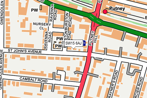 SW15 6AJ map - OS OpenMap – Local (Ordnance Survey)