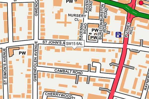SW15 6AL map - OS OpenMap – Local (Ordnance Survey)