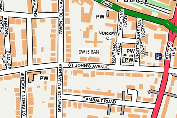 SW15 6AN map - OS OpenMap – Local (Ordnance Survey)