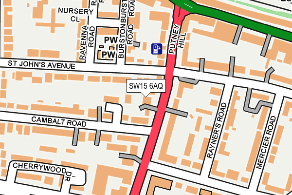 SW15 6AQ map - OS OpenMap – Local (Ordnance Survey)