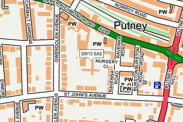 SW15 6AS map - OS OpenMap – Local (Ordnance Survey)