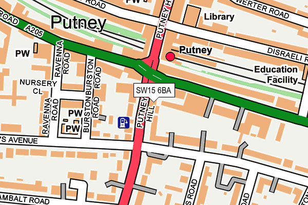 SW15 6BA map - OS OpenMap – Local (Ordnance Survey)