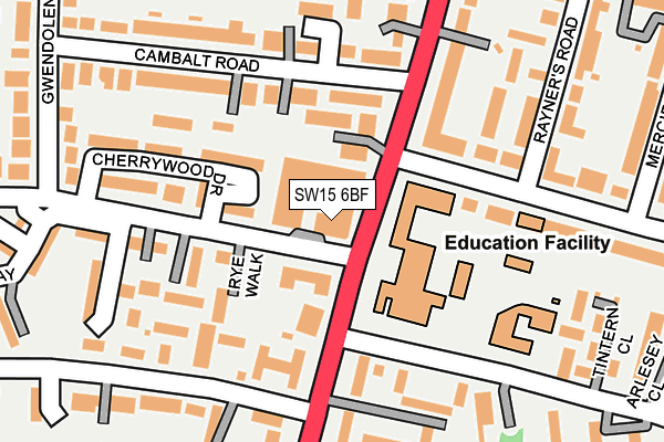 SW15 6BF map - OS OpenMap – Local (Ordnance Survey)