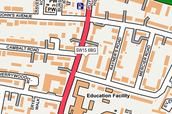 SW15 6BG map - OS OpenMap – Local (Ordnance Survey)