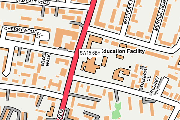 SW15 6BH map - OS OpenMap – Local (Ordnance Survey)