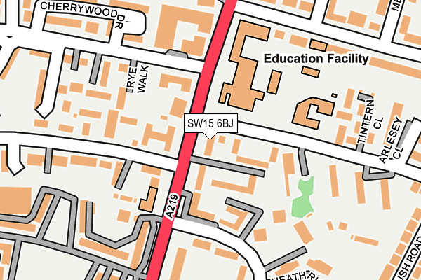 SW15 6BJ map - OS OpenMap – Local (Ordnance Survey)