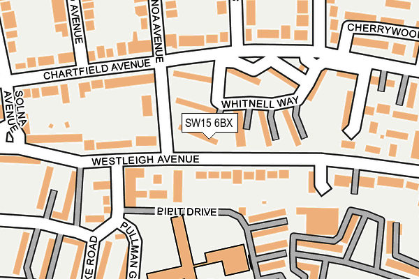 SW15 6BX map - OS OpenMap – Local (Ordnance Survey)