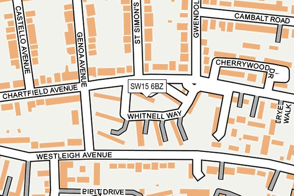 SW15 6BZ map - OS OpenMap – Local (Ordnance Survey)