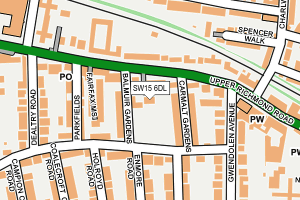 SW15 6DL map - OS OpenMap – Local (Ordnance Survey)