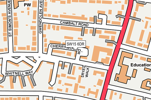 SW15 6DR map - OS OpenMap – Local (Ordnance Survey)