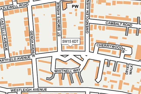SW15 6DT map - OS OpenMap – Local (Ordnance Survey)