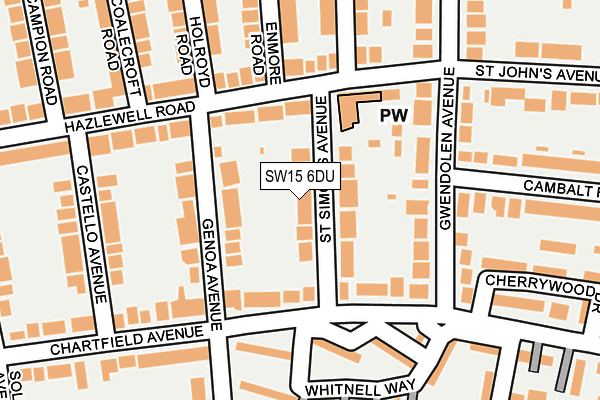 SW15 6DU map - OS OpenMap – Local (Ordnance Survey)