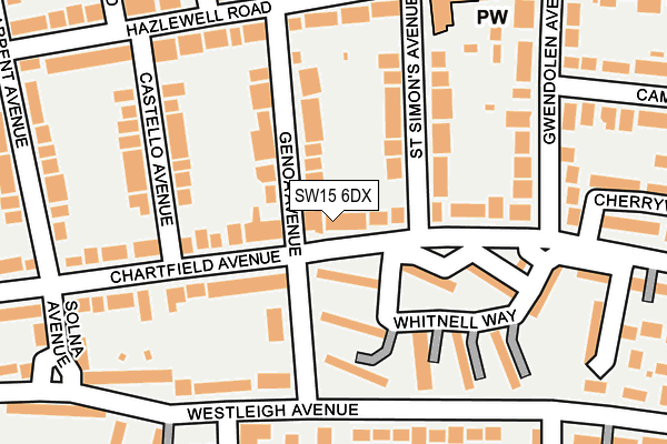 SW15 6DX map - OS OpenMap – Local (Ordnance Survey)