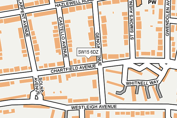 SW15 6DZ map - OS OpenMap – Local (Ordnance Survey)