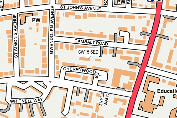 SW15 6ED map - OS OpenMap – Local (Ordnance Survey)