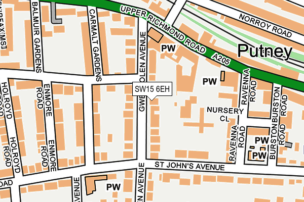 SW15 6EH map - OS OpenMap – Local (Ordnance Survey)