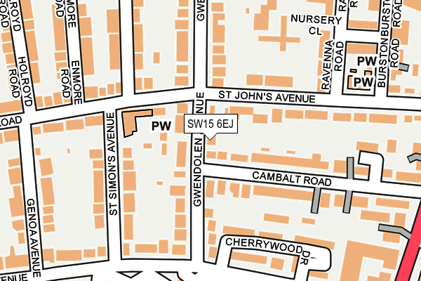 SW15 6EJ map - OS OpenMap – Local (Ordnance Survey)