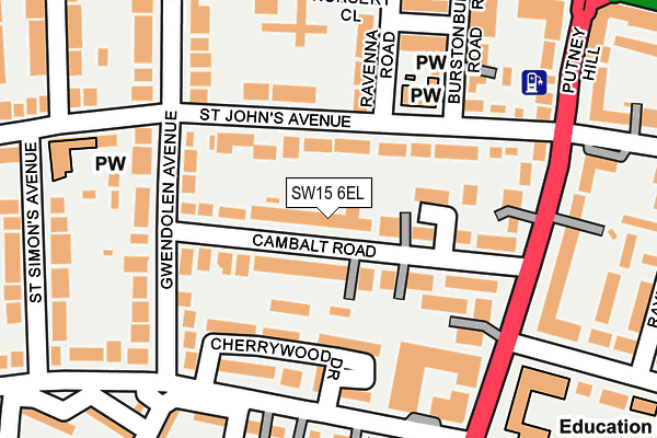 SW15 6EL map - OS OpenMap – Local (Ordnance Survey)