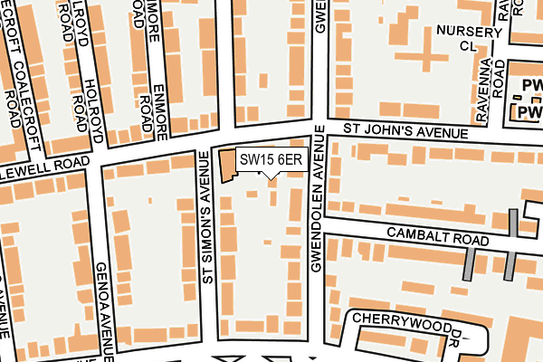 SW15 6ER map - OS OpenMap – Local (Ordnance Survey)