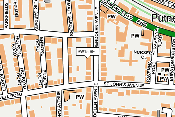 SW15 6ET map - OS OpenMap – Local (Ordnance Survey)