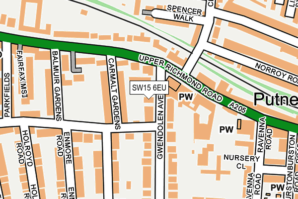 SW15 6EU map - OS OpenMap – Local (Ordnance Survey)