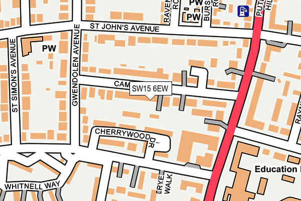 SW15 6EW map - OS OpenMap – Local (Ordnance Survey)