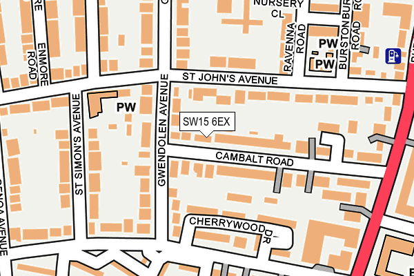 SW15 6EX map - OS OpenMap – Local (Ordnance Survey)