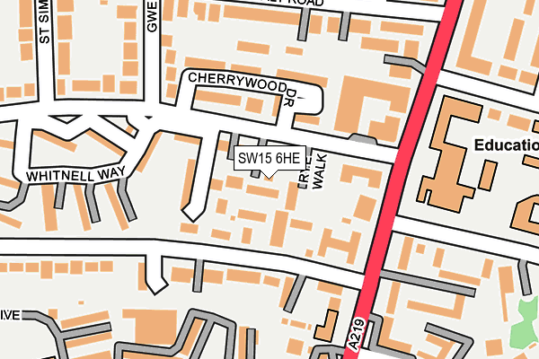 SW15 6HE map - OS OpenMap – Local (Ordnance Survey)