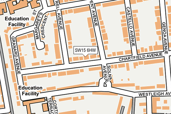 SW15 6HW map - OS OpenMap – Local (Ordnance Survey)