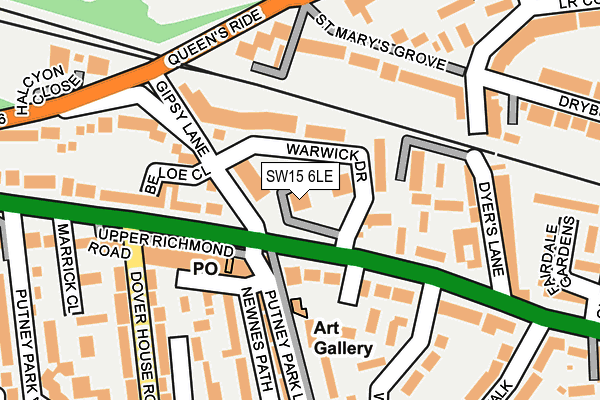 SW15 6LE map - OS OpenMap – Local (Ordnance Survey)