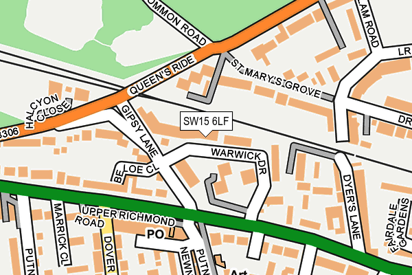 SW15 6LF map - OS OpenMap – Local (Ordnance Survey)