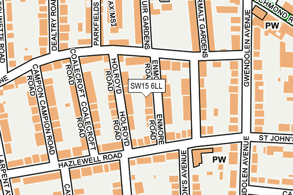 SW15 6LL map - OS OpenMap – Local (Ordnance Survey)