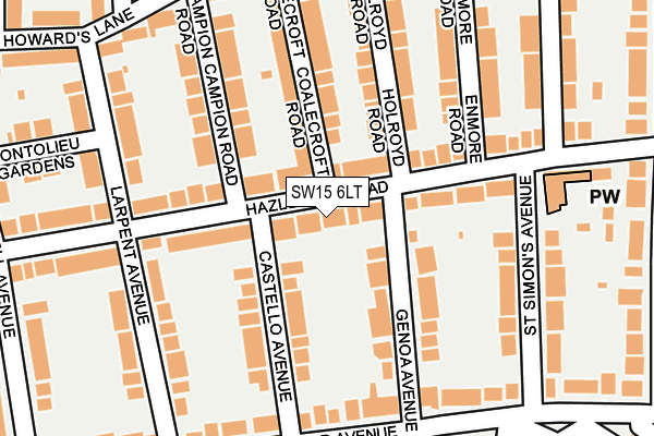 SW15 6LT map - OS OpenMap – Local (Ordnance Survey)