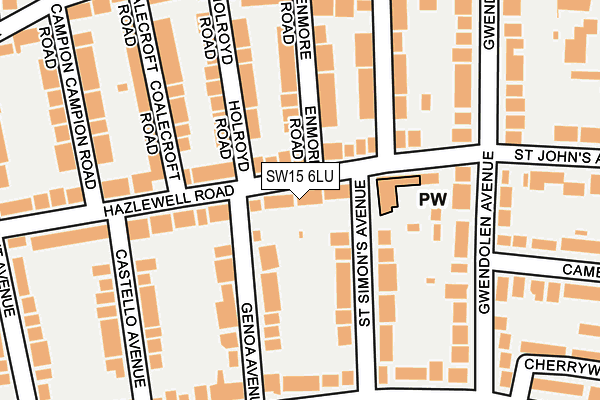 SW15 6LU map - OS OpenMap – Local (Ordnance Survey)