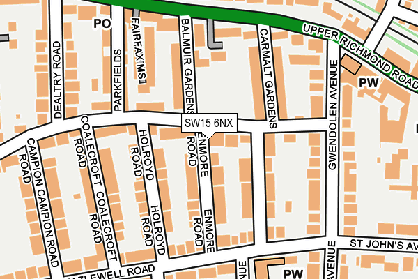 SW15 6NX map - OS OpenMap – Local (Ordnance Survey)